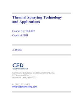 Thermal Spraying Technology and Applications