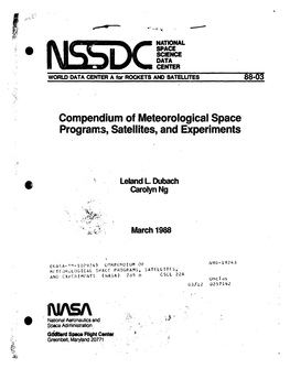 Compendium.Of Meteorological Space Programs, Satellites,And Experiments