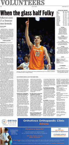 Fulkerson Scores 27 As Tennessee Stuns Kentucky