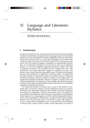 31 Language and Literature: Stylistics