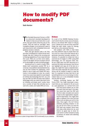 How to Modify PDF Documents? Seth Kenlon
