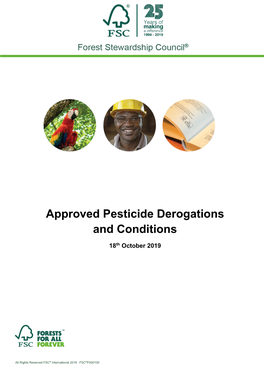 APPROVED PESTICIDE DEROGATIONS and CONDITIONS – 3 of 101 –