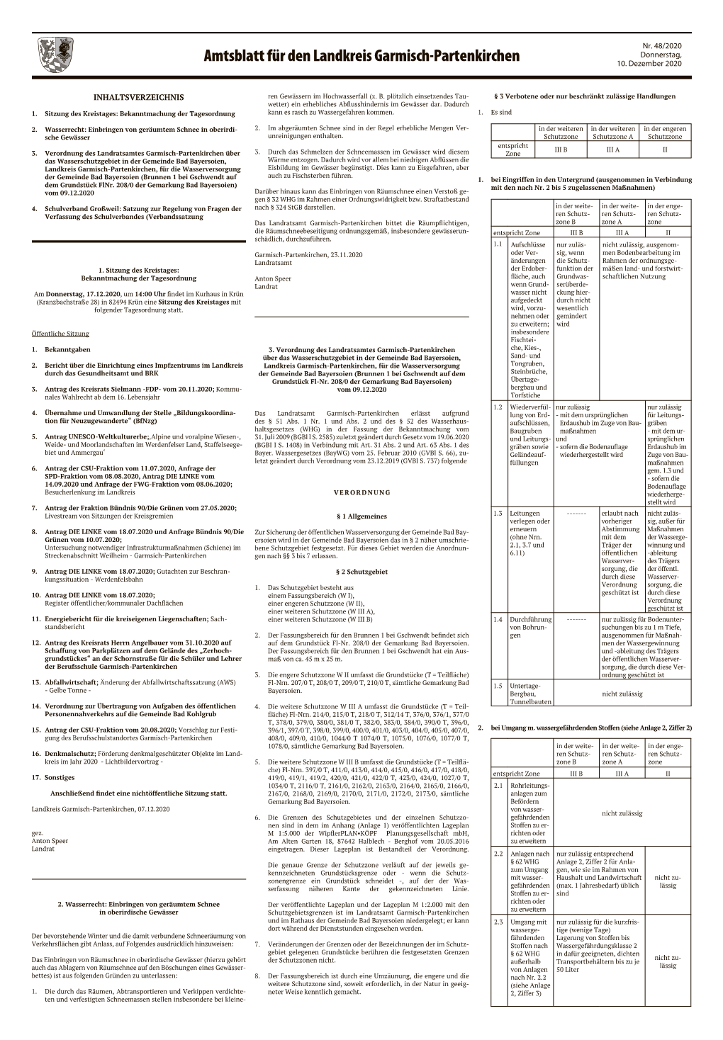 Nr. 48/2020 Amtsblatt Für Den Landkreis Garmisch-Partenkirchen Donnerstag, 10