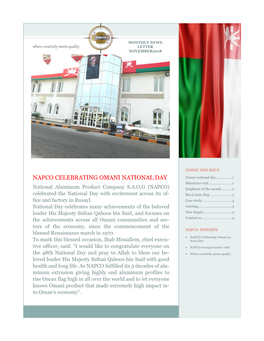 NAPCO CELEBRATING OMANI NATIONAL DAY Omani National Day