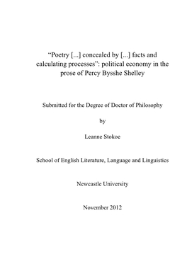 Political Economy in the Prose of Percy Bysshe Shelley