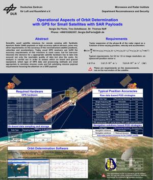 Operational Aspects of Orbit Determination with GPS for Small Satellites with SAR Payloads Sergio De Florio, Tino Zehetbauer, Dr