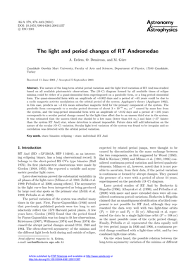 The Light and Period Changes of RT Andromedae