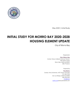 INITIAL STUDY for MORRO BAY 2020-2028 HOUSING ELEMENT UPDATE City of Morro Bay