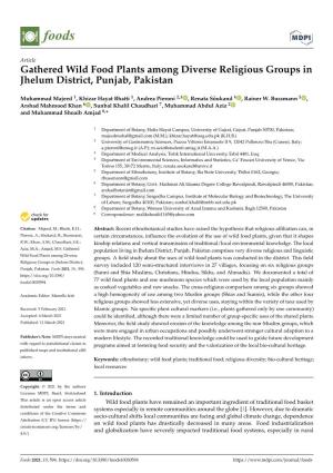 Gathered Wild Food Plants Among Diverse Religious Groups in Jhelum District, Punjab, Pakistan