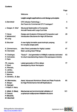 Contens G Berchtold J. Seeger, K. Wolf T. Havar, P. Mlddendorf, M