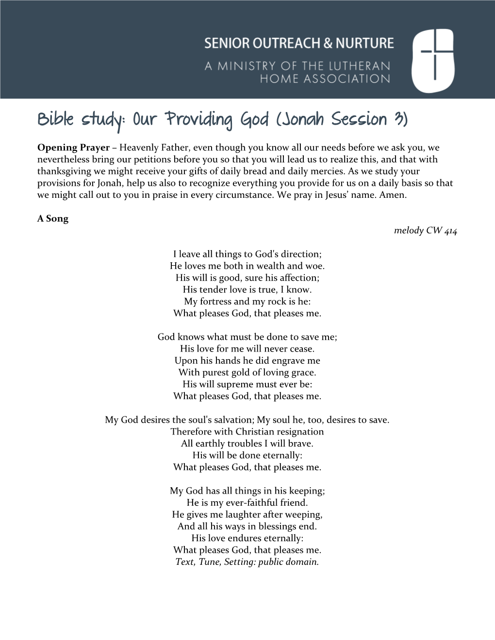 Bible Study: Our Providing God (Jonah Session 3)