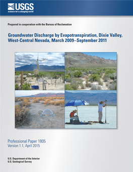 Groundwater Discharge by Evapotranspiration, Dixie Valley, West-Central Nevada, March 2009–September 2011