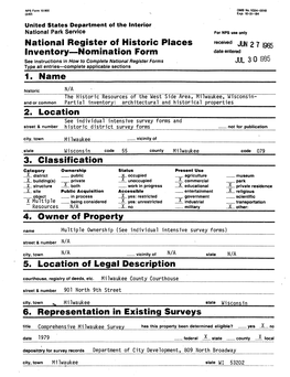 National Register of Historic Places Inventory Nomination Form the Historic Resources of the Continuation Sheet West Side Area, Milw., WI Item Number 6 Page
