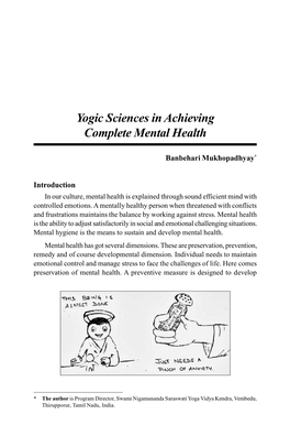 Yogic Sciences in Achieving Complete Mental Health