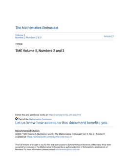 TME Volume 5, Numbers 2 and 3