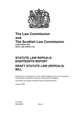 Statute Law Repeals: Eighteenth Report Draft Statute Law (Repeals) Bill