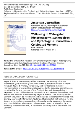 American Journalism Wallowing in Watergate