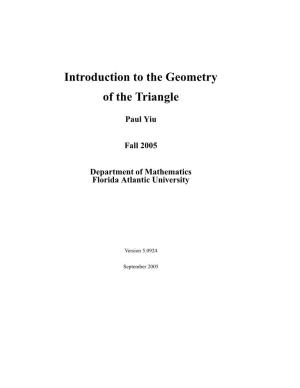 Introduction to the Geometry of the Triangle