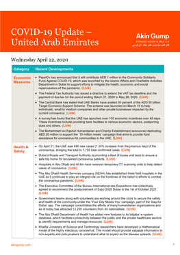 COVID-19 Update – United Arab Emirates