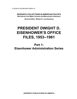 President Dwight D. Eisenhower's Office Files