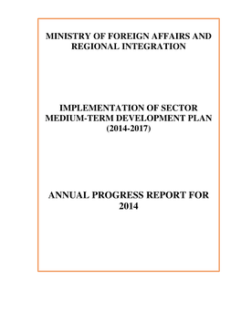 Annual Progress Report for 2014