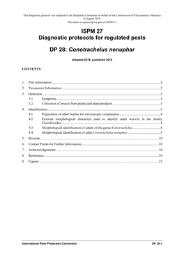 ISPM 27 Diagnostic Protocols for Regulated Pests DP 28