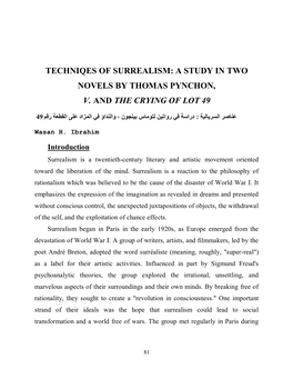 Techniqes of Surrealism: a Study in Two Novels by Thomas Pynchon, V