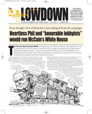 Honorable Lobbyists” Would Run Mccain’S White House