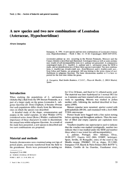 A New Species and Two New Combinations of Leontodon (Asteraceae, Hypochoeridinae)