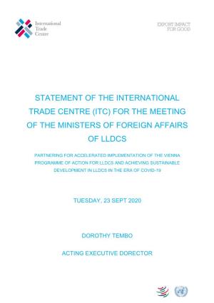 Itc) for the Meeting of the Ministers of Foreign Affairs of Lldcs