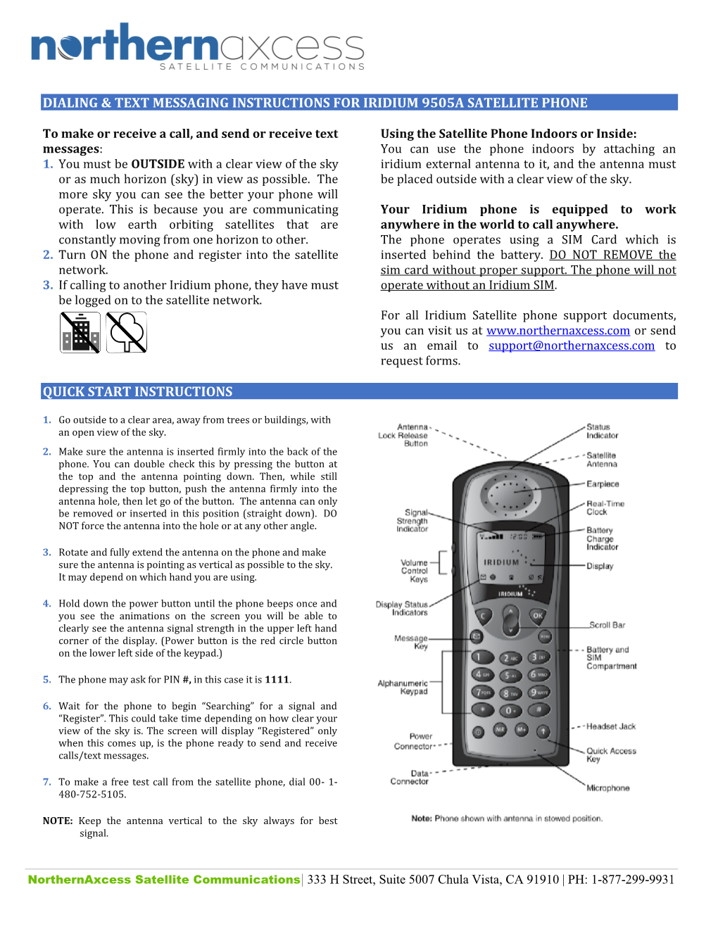 Iridium 9505A Dialing & Texting Instructions