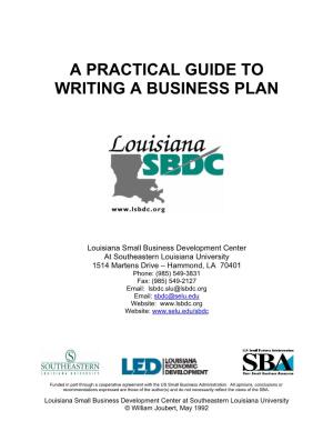 A Practical Guide to Writing a Business Plan