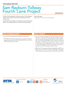 Sam Rayburn Tollway Fourth Lane Project