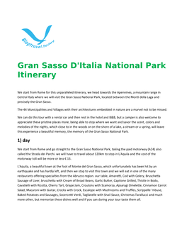 Gran Sasso D'italia National Park Itinerary