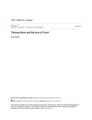 Thomas More and the Inns of Court