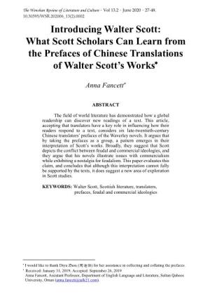 What Scott Scholars Can Learn from the Prefaces of Chinese Translations of Walter Scott’S Works