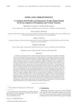 NOTES and CORRESPONDENCE a Combined Wind Profiler And