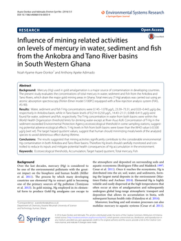 Influence of Mining Related Activities on Levels of Mercury in Water, Sediment and Fish from the Ankobra and Tano River Basins in South Western Ghana