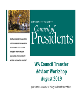 WA Council Transfer Advisor Workshop August 2019