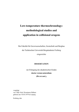 Low-Temperature Thermochronology: Methodological Studies and Application in Collisional Orogens