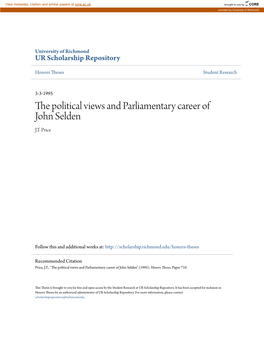 The Political Views and Parliamentary Career of John Selden J.T