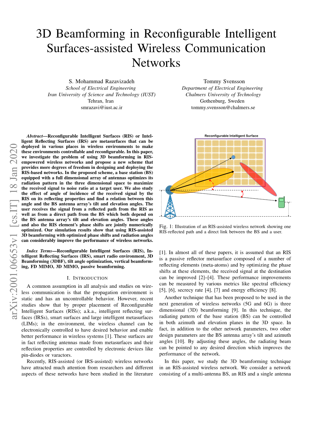 3D Beamforming in Reconfigurable Intelligent Surfaces-Assisted