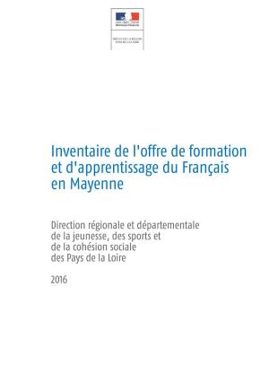 Inventaire De L'offre De Formation Et D'apprentissage Du Français En Mayenne