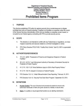 Prohibited Items Program
