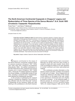 The North American Continental Copepods in Chappuis' Legacy And