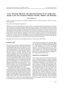 Lower Devonian Lithofacies and Palaeoenvironments in the Southwestern Margin of the East European Platform (Ukraine, Moldova and Romania)