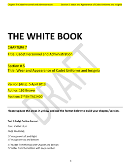 THE WHITE BOOK CHAPTER# 7 Title: Cadet Personnel and Administration