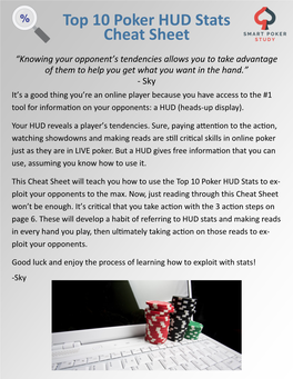 Top 10 Poker HUD Stats Cheat Sheet