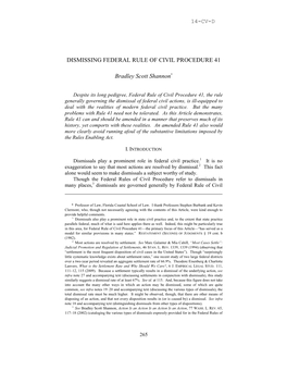 DISMISSING FEDERAL RULE of CIVIL PROCEDURE 41 Bradley