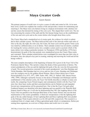 Maya Creator Gods Karen Bassie